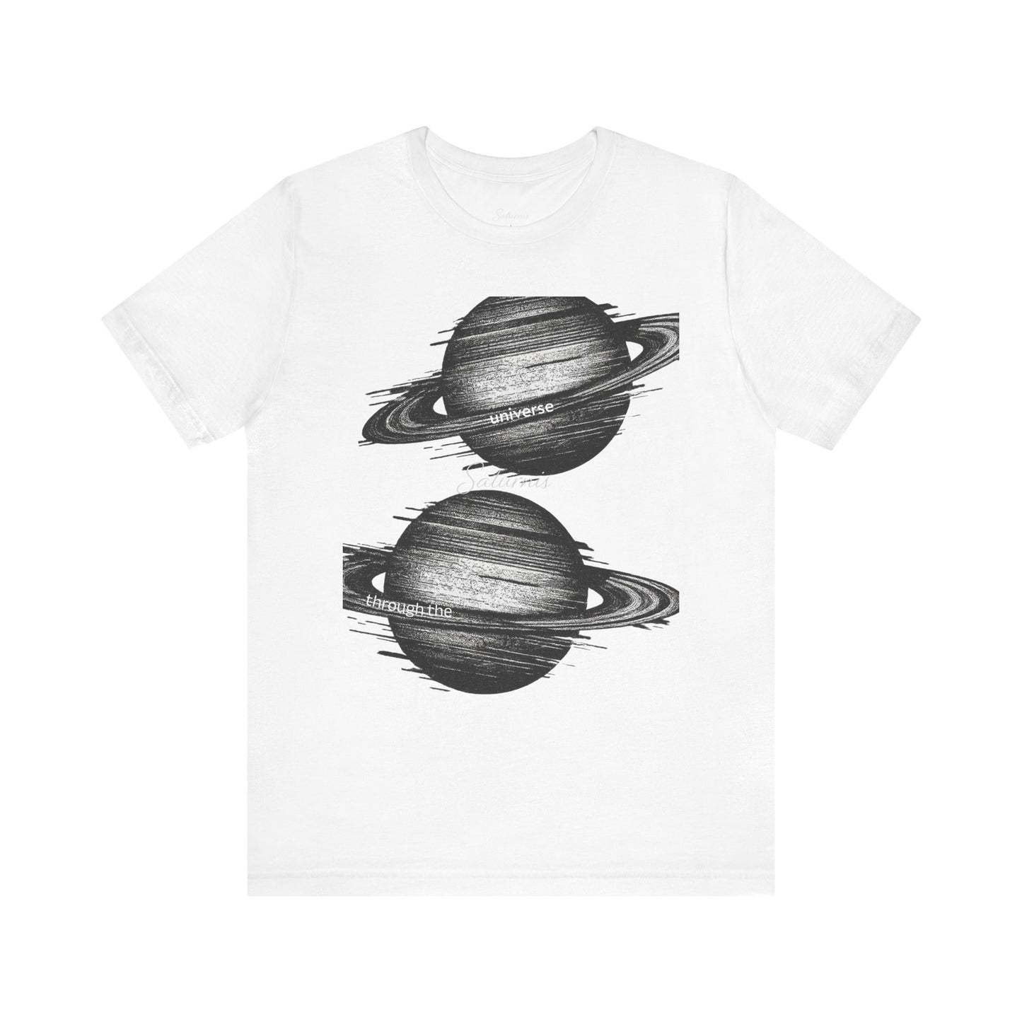 Glitchy Y2K 'through the universe' graphic tee