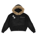 signature sun fade detachable fur hoodie
