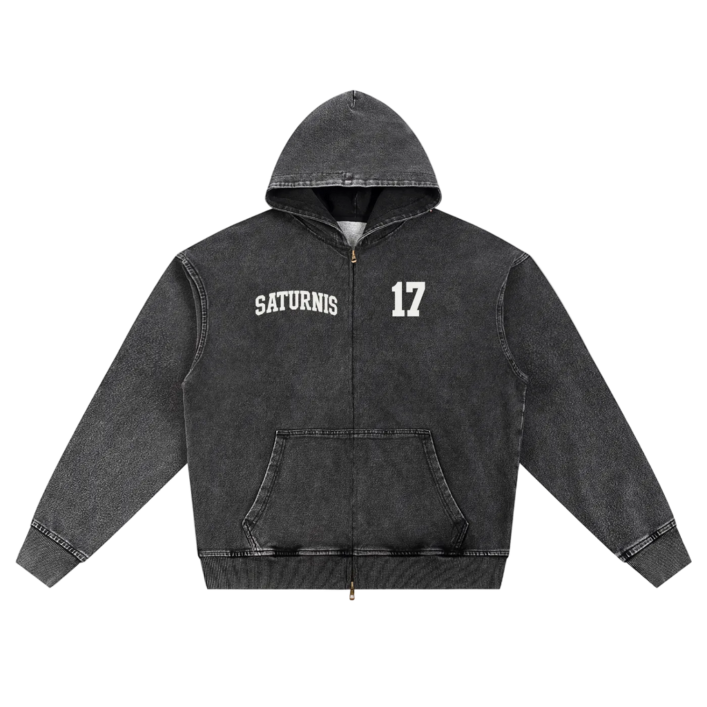 snow wash '17 oversized zip up hoodie